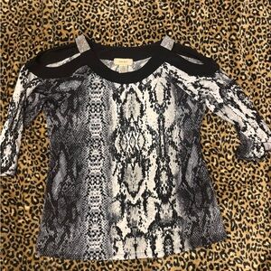 Women's Black and White Snake Print Blouse